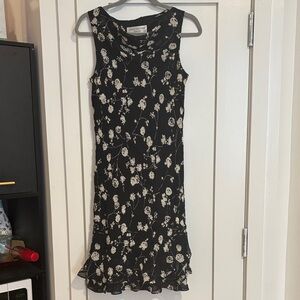 Vintage Floral Black and White Sleeveless Dress